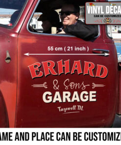 2 Pcs Personalized Hot Rod Garage Pinstriping Door Art Lettering Vinyl Sticker 09937