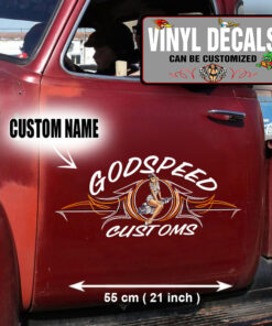 2 Pcs Personalized Hot Rod Garage Pinup Girl Pinstriping Vintage Vinyl Sticker 09906