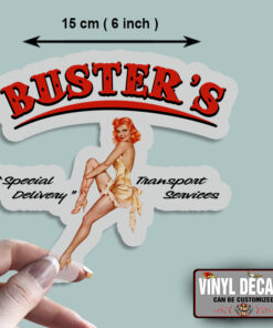 2 Pcs Personalized Hot Rod Garage Pinup Girl Special Delivery Transport Service Vinyl Sticker 09938