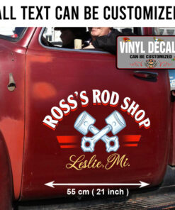 2 Pcs Personalized Hot Rod Garage Piston Car Lettering Vinyl Sticker 10004
