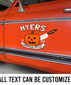 2 Pcs Personalized Hot Rod Garage Pumpkin Halloween Vinyl Sticker 10061