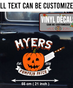 2 Pcs Personalized Hot Rod Garage Pumpkin Halloween Vinyl Sticker 10061