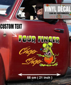 2 Pcs Personalized Hot Rod Garage Rat Fink Lowbrow Art Kustom Kulture Vinyl Sticker 10054