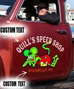 2 Pcs Personalized Hot Rod Garage Rat Rod Kustom Kulture Set 02 Vinyl Stickers 09775