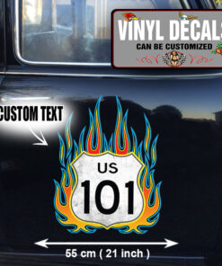 2 Pcs Personalized Hot Rod Garage Rat Rod Route 66 Vinyl Sticker 10078