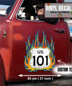 2 Pcs Personalized Hot Rod Garage Rat Rod Route 66 Vinyl Sticker 10078