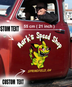 2 Pcs Personalized Hot Rod Garage Rat Rod Garage Pinstripe Kustom Kulture Set 02 Vinyl Stickers 09799