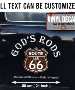 2 Pcs Personalized Hot Rod Garage Route 66 Rat Rod Vinyl Sticker 09977