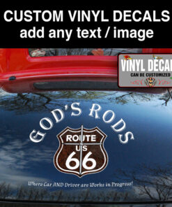 2 Pcs Personalized Hot Rod Garage Route 66 Rat Rod Vinyl Sticker 09977