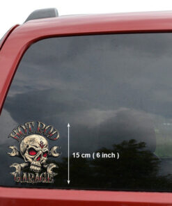 2 Pcs Personalized Hot Rod Garage Skull Speed Shop Vinyl Stickers 09675