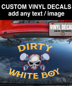 2 Pcs Personalized Hot Rod Garage Skull Garage Door Art Lettering Vinyl Sticker 09962