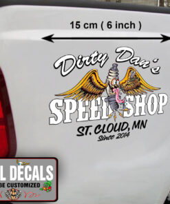 2 Pcs Personalized Hot Rod Garage Spark Plug Lowbrow Art Door Lettering Vinyl Sticker 10046