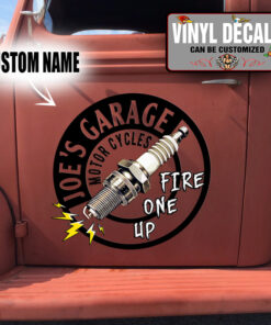 2 Pcs Personalized Hot Rod Garage Spark Plug Vinyl Sticker 10019