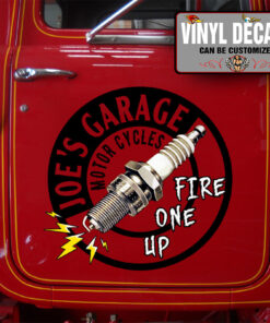 2 Pcs Personalized Hot Rod Garage Spark Plug Vinyl Sticker 10019