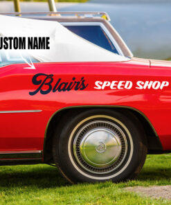 2 Pcs Personalized Hot Rod Garage Speed Shop Hood Vinyl Sticker 10033