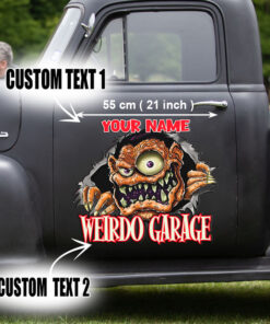 2 Pcs Personalized Hot Rod Garage Speed Shop Kustom Kultrure Old School Vinyl Stickers 09485