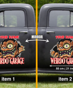 2 Pcs Personalized Hot Rod Garage Speed Shop Kustom Kultrure Old School Vinyl Stickers 09485