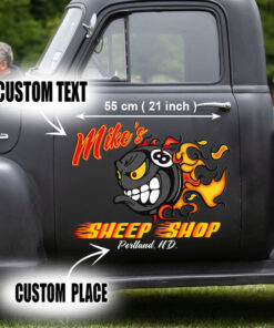 2 Pcs Personalized Hot Rod Garage Speed Shop Kustom Kultrure Old School Vinyl Stickers 09546