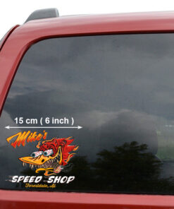 2 Pcs Personalized Hot Rod Garage Speed Shop Kustom Kultrure Old School Vinyl Stickers 09548