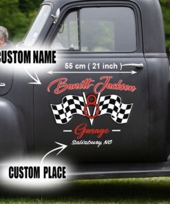 2 Pcs Personalized Hot Rod Garage Speed Shop Kustom Kultrure Old School Vinyl Stickers 09549