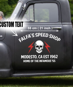 2 Pcs Personalized Hot Rod Garage Speed Shop Kustom Kultrure Old School Vinyl Stickers 09560