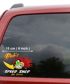 2 Pcs Personalized Hot Rod Garage Speed Shop Kustom Kultrure Old School Vinyl Stickers 09563