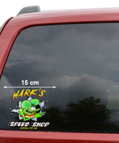 2 Pcs Personalized Hot Rod Garage Speed Shop Kustom Kultrure Old School Vinyl Stickers 09581