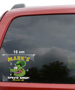 2 Pcs Personalized Hot Rod Garage Speed Shop Kustom Kultrure Old School Vinyl Stickers 09582