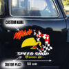 2 Pcs Personalized Hot Rod Garage Speed Shop Kustom Kultrure Old School Vinyl Stickers 09604