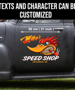 2 Pcs Personalized Hot Rod Garage Speed Shop Kustom Kultrure Old School Vinyl Stickers 09650