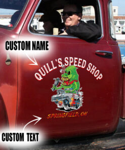 2 Pcs Personalized Hot Rod Garage Speed Shop Kustom Kulture Rat Rod Set 02 Vinyl Stickers 09701