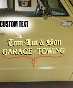 2 Pcs Personalized Hot Rod Garage Speed Shop Pinstriping Set 02 Vinyl Stickers 09721