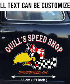 2 Pcs Personalized Hot Rod Garage Speed Shop Racing Set 02 Vinyl Stickers 09845