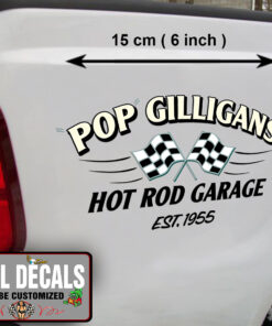 2 Pcs Personalized Hot Rod Garage Speed Shop Racing Vinyl Sticker 10013