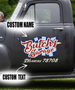 2 Pcs Personalized Hot Rod Garage Speed Shop Rat Rod Set 02 Vinyl Stickers 09718