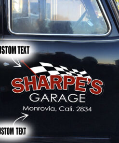 2 Pcs Personalized Hot Rod Garage Speed Shop Set 02 Vinyl Stickers 09737