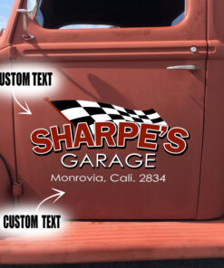 2 Pcs Personalized Hot Rod Garage Speed Shop Set 02 Vinyl Stickers 09737