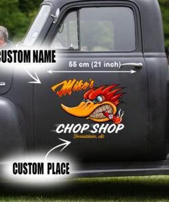 2 Pcs Personalized Hot Rod Garage Speed Shop Vinyl Stickers 09591