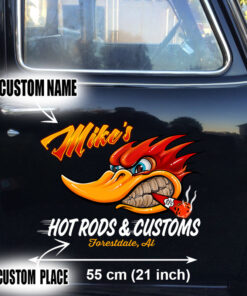 2 Pcs Personalized Hot Rod Garage Speed Shop Vinyl Stickers 09592