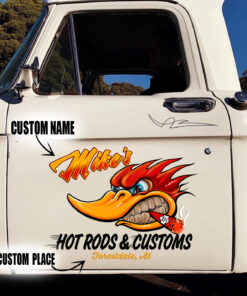 2 Pcs Personalized Hot Rod Garage Speed Shop Vinyl Stickers 09592