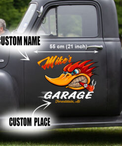 2 Pcs Personalized Hot Rod Garage Speed Shop Vinyl Stickers 09595