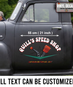 2 Pcs Personalized Hot Rod Garage V8 Garage Sped Shop Vinyl Sticker 09880