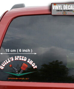 2 Pcs Personalized Hot Rod Garage V8 Garage Sped Shop Vinyl Sticker 09880