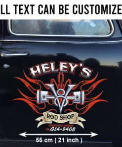 2 Pcs Personalized Hot Rod Garage V8 Hot Rod Set 02 Vinyl Stickers 09877