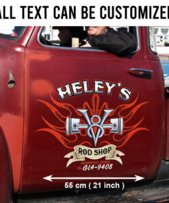 2 Pcs Personalized Hot Rod Garage V8 Hot Rod Set 02 Vinyl Stickers 09877