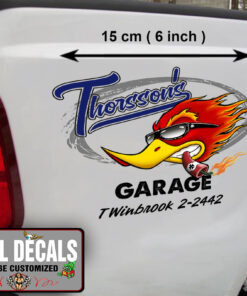 2 Pcs Personalized Hot Rod Garage Vintage Garage Vinyl Sticker 09974