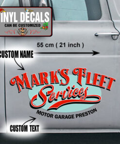 2 Pcs Personalized Hot Rod Garage Vintage Lettering Vinyl Sticker 10043