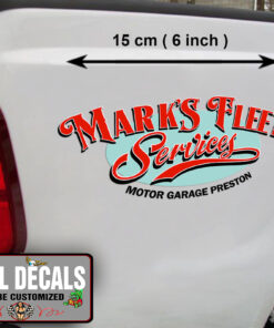 2 Pcs Personalized Hot Rod Garage Vintage Lettering Vinyl Sticker 10043