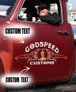 2 Pcs Personalized Hot Rod Garage Pinstripe Pin Up Girl Set 02 Vinyl Stickers 09767