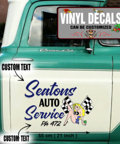 2 Pcs Personalized Hot Rod Garage Vinyl Sticker 09885